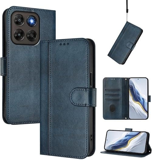 YUECXIN Wallet Case for Motorola Moto G77 5G, Premium PU Leather Flip Folio Book Case Cover, Card Slots Kickstand Magnetic Closure Shockproof Cover Women Men. Navy Blue on Amazon.ae - Price Tracker
