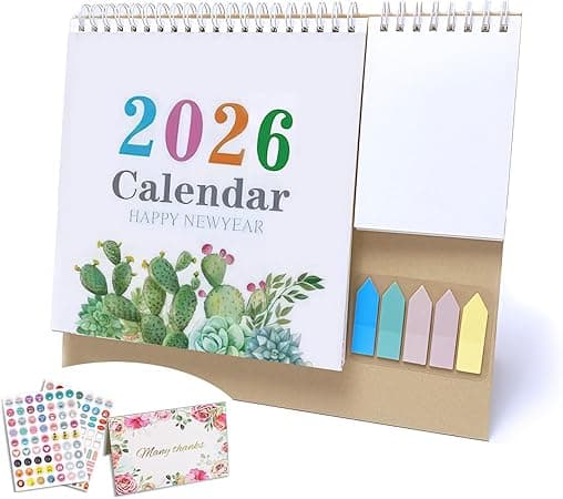 2026 Standing Flip Table Calendar With Memo Notes And Stickers, Two Sides Used Monthly Desktop Calendar, For Office School Home, Academic Year 2026 (Simple) on Amazon.ae - Price Tracker