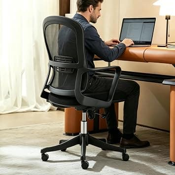 VOFFOV Black Ergonomic Office Chair, Mesh Computer Desk Chair | Mesh Computer Desk Chairs with Adjustable Lumbar Support, Executive Work Task Chair for Company and Home on Amazon.ae - Price Tracker
