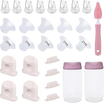 Breast Pump Replacement Parts Kit Compatible with Eufy Electric Wearable Breast Pumps E10 / E20 / S1 / S1 Pro, Includes Valves, Silicone Diaphragms, Flanges, Cleaning Brush & Milk Storage Bottles on Amazon.ae - Price Tracker