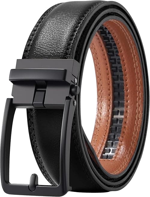 AWAYTR Men Ratchet Genuine Leather Belt - Adjustable Casual Dress Belt for Jeans with Slide Buckle on Amazon.ae - Price Tracker