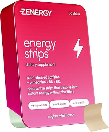 ZENERGY Energy Oral Strips - Mint Flavor | 40mg Caffeine + 30mg L-Theanine + 100% Vitamin B6 & B12 | 0 Sugar, 0 Calories, 0 Gluten, 0 Aspartame, Vegan, Plant-Based, Instant Action | 1 Tin = 30 Strips on Amazon.ae - Price Tracker