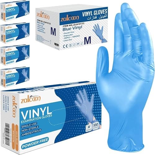 ZALCOON Vinyl Exam disposable Gloves, 4.5g latex free Powder Free Gloves for light use, Home, Cleaning, Food Prep, Food safe and Non-Sterile (5 Pack x 100 Pieces) on Amazon.ae - Price Tracker