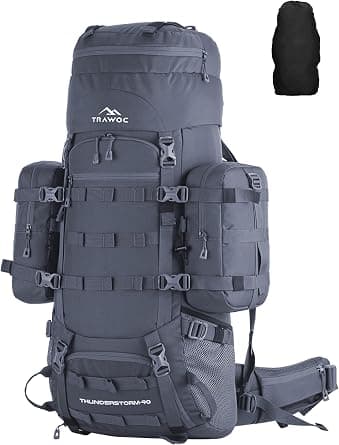 TRAWOC THUNDERSTORM 90L Internal Frame Rucksack for Men & Women Travel Backpack with Detachable Daypack/Camping Hiking Trekking Bag BHK008Max on Amazon.ae - Price Tracker
