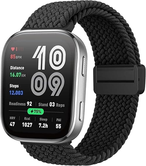 AK Magnetic Braided Strap for Amazfit Bip 6 / Bip 5 Smart Watch Band, Amazfit GTR 4 Bands, 22mm Soft Nylon Sport WristBand Compatible with Amazfit Bip 6 / Bip 5 / GTR 4 Women Men on Amazon.ae - Price Tracker