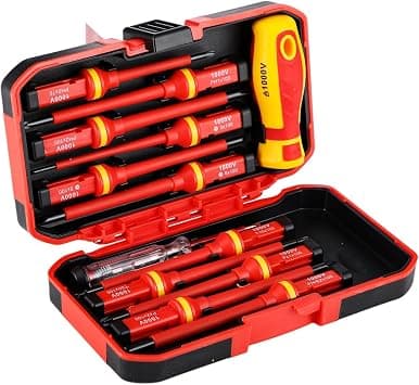 13 Pcs Insulated Screwdriver Set, VDE Insulated Electrical Screwdriver Sets with Hard Case | Chrome Vanadium Steel Magnetic Interchangeable Screw Drivers Sets for Electrical, Home and DIY Projects على Amazon.ae - متتبع الأسعار
