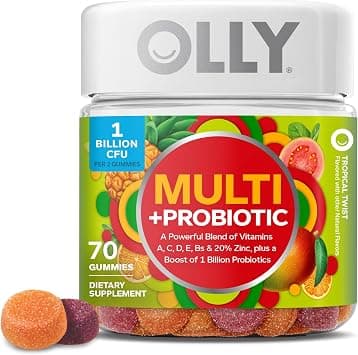 OLLY Multi + Probiotic Adult Multivitamin Gummy, 35 Day Supply (70 Gummies), Tropical Twist, 1 Billion CFUs, Digestive and Immune Support Chewable Supplement على Amazon.ae - متتبع الأسعار