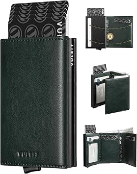 VULKIT Credit Card Holder with Banknote Compartment RFID Blocking Pop up Leather Card Wallet with ID Window(Green) on Amazon.ae - Price Tracker