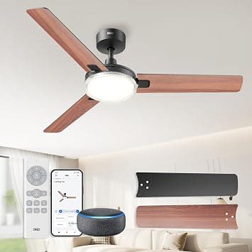 DREO Smart Ceiling Fan with Light, 132 cm, 12 Speeds & 3 Modes, Stepless Colour Temperature, Dimmable LED, 1-12 Hour Timer, Quiet DC Motor, App & Alexa Control, Wall Switch, Black on Amazon.ae - Price Tracker