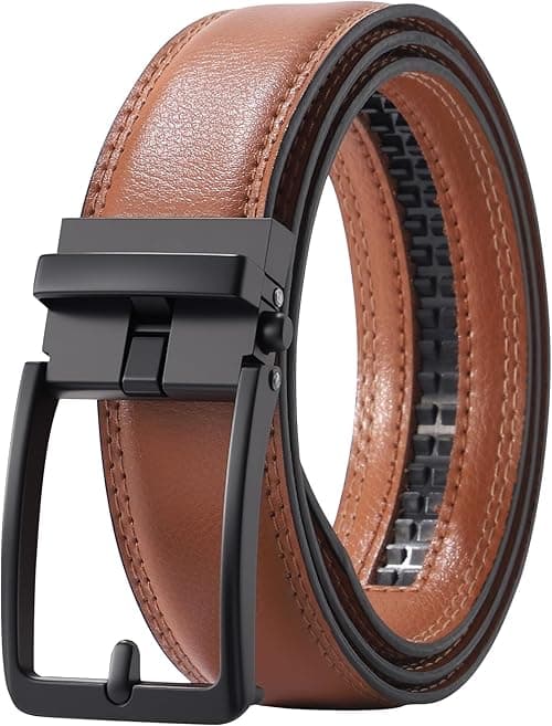 AWAYTR Men Ratchet Genuine Leather Belt - Adjustable Casual Dress Belt for Jeans with Slide Buckle on Amazon.ae - Price Tracker