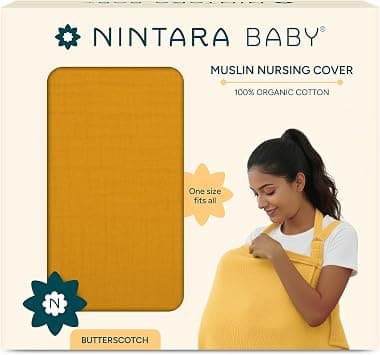 Nintara Baby Muslin Nursing Cover – 100% Organic GOTS Cotton, Adjustable Neck Strap, Breathable Lightweight Breastfeeding Cover, Travel-Friendly, Baby Shower Gift on Amazon.ae - Price Tracker