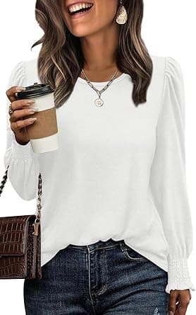 XIEERDUO Blouses for Women Dressy Casual Long Sleeve Shirts Fashion Clothing Puff Sleeve Tunic Tops with Smocked Cuffs on Amazon.ae - Price Tracker
