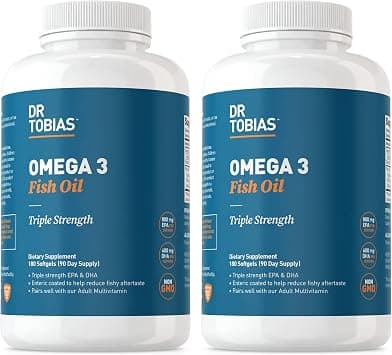 Dr. Tobias Omega 3 Fish Oil, 2000mg Triple Strength with 800mg EPA 600mg DHA Per Serving, Fish Oil Omega 3 Supplements for Heart, Brain & Immune Support, 360 Softgels, 180 Servings on Amazon.ae - Price Tracker