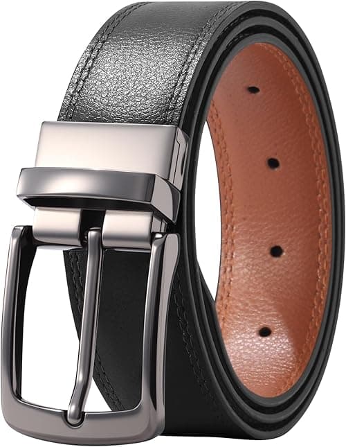 AWAYTR Men Reversible Leather Belt - 1.33'' Wide Genuine Leather Dress Belt for Casual and Business Wear on Amazon.ae - Price Tracker