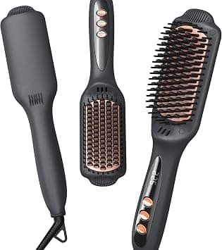 LANDOT Hair Straightener Brush for Thick & Frizzy Hair, 30s Fast Heat-Up, 12 Temp Settings (120-230°C), Negative Ion & Ceramic Bristles, Anti-Scalp Burn Technology, for Salon-Smooth Hair at Home on Amazon.ae - Price Tracker