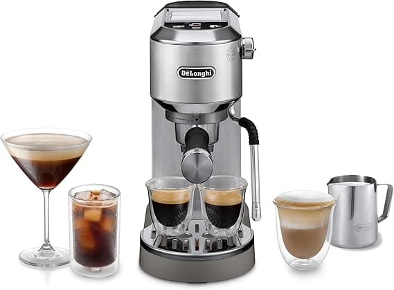 De'Longhi Dedica Duo EC890.M, Barista Coffee Machine with Pump, Espresso and Cold Brew, Manual Coffee Machine with LatteArt Steam Rod, 15 cm Wide, 2 Espresso, Touch Screen, Cup up to 13 cm, Metal on Amazon.ae - Price Tracker