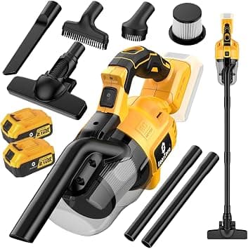 5 in 1 Cordless Vacuum with 2pcs 21V 4.0ah Battery, Handheld Electric Cleaner with 800W Powerful Motor, 46 CFM Portable with Filtration HEPA for Floor, Carpet, Car-Yellow on Amazon - Best Deal Finder
