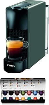 Nespresso Krups XN110BRD Essenza mini coffee capsule machine | 0.6 L | 19 bar | energy saving mode | grey | energy class A - متتبع أسعار Amazon.sa