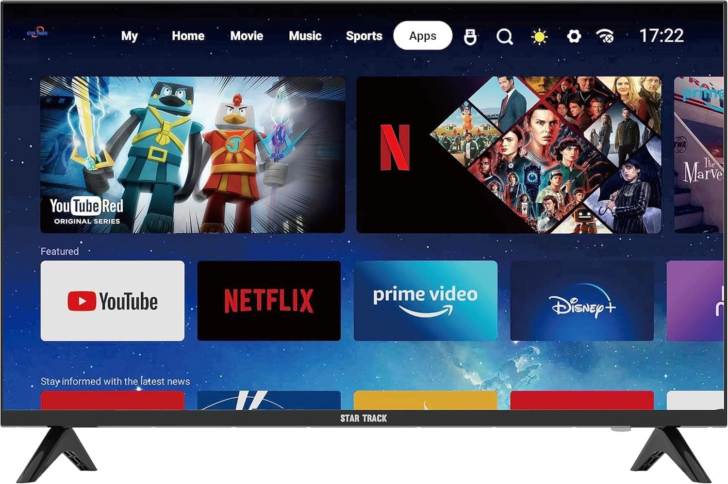 Star Track LED Smart TV, HD, 75 Inch, Android 14 4k T2S2, A+ Screen, WiFi, MIRACAST, Netflix, YouTube, Prime Video, HDMI, USB on Amazon.ae - Price Tracker