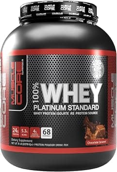 MuscleCore 100% Whey Platinum Standard Protein Powder – Chocolate Caramel | 24g Protein, 5.3g BCAAs, Fast Absorption, Zero Sugar – 5LB on Amazon - Best Deal Finder
