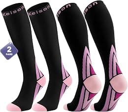 (2 Pairs) Compression Socks/Stockings for Men & Women,Speed Up Recovery Best Graduated Athletic Fit for Travel, Running, Nurses,Shin Splints, Flight & Maternity Pregnancy. Boost Stamina, Circulation - متتبع أسعار Amazon.sa
