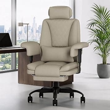 Ergonomic Office Chair, Gaming Chair with Footrest & Lumbar Support, Heavy Duty Executive Desk Chair, Wide Seat PC Computer Game Chair, Comfy Office Chair for Home Gift,150KG, Khaki on Amazon.ae - Price Tracker