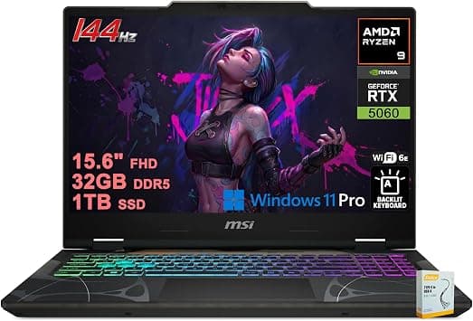 msi Cyborg 15 Gaming AI Laptop | 15.6" FHD IPS 144Hz | AMD 8-core Ryzen 9 270 (>i9-12950HX) | 32GB DDR5 1TB SSD | GeForce RTX 5060 GDDR7 Up to 572 Tops | 4-Zone RGB Backlit Win11Pro w/DLCA Accessory on Amazon.ae - Price Tracker