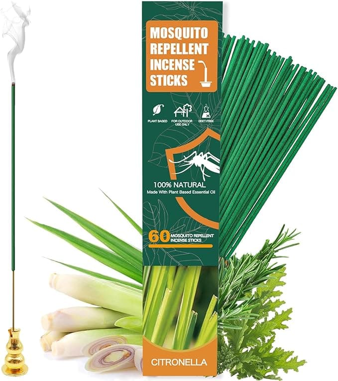 60pcs Mosquito Repellent Citronella Incense Sticks with Holder,Natural Plant Ingredients Citronella Oil Lemongrass Rosemary Oil,DEET Free Repellent Outdoor (Citronella Incense Sticks) on Amazon.ae - Price Tracker