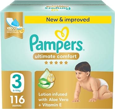 Pampers Ultimate Comfort, Size 3, 6-10 kg, Giant Saving Box, 116 Diapers - متتبع أسعار Amazon.sa