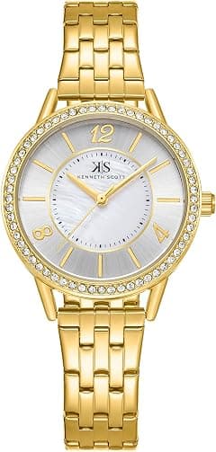 Kenneth Scott Women's PC21 Movement Watch, Analog Display and Stainless Steel Strap - K23537-GBGM, Gold, White, bracelet - Amazon.sa Price Tracker