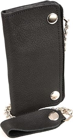 Milwaukee Leather MLW7883 Men's 6” Black Naked Leather Soft Biker Wallet - Bi-Fold Anti-Theft Stainless Steel Chain - Amazon.ae Price Tracker
