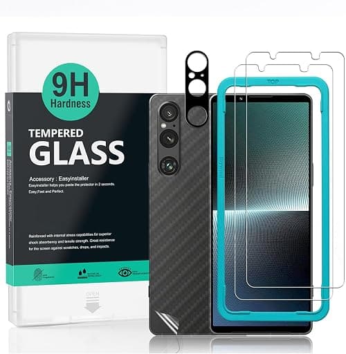 Ibywind For Sony Xperia 1 V 5G Screen Protector 6.5",2 Pack 9H Hardness Tempered Glass,With 1Pc Camera Lens Protector,1Pc Back Carbon Fiber Film,Easy to install on Amazon.ae - Price Tracker