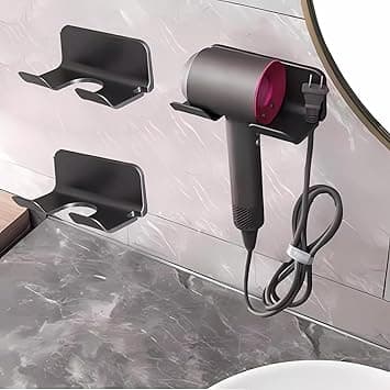 Paporich 2Pack Universal Hair Dryer Holder, Adhesive Wall Mounted Hair Dryer Blow Diffuser Holder Organizer Rack with Plug & Wire Hook for Bathroom Compatible with Dyson Hair Dryer Holder Rack. on Amazon.ae - Price Tracker