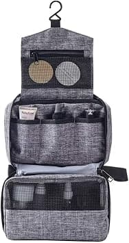 Hanging Toiletry Wash Bag with Hanging Hook for Men and Women, Polyester - Grey on Amazon - Best Deal Finder