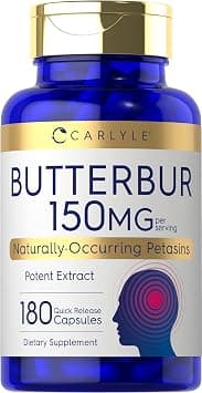 Carlyle Butterbur 150 mg | 180 Capsules | Potent Extract | Neurological Support Supplement | Non-GMO, Gluten Free, PA Free على Amazon.ae - متتبع الأسعار