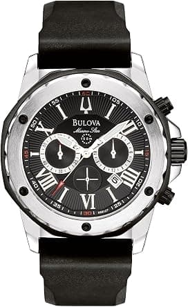 Bulova Marine Star Chronograph Men's Silicone Strap Watch على Amazon.ae - متتبع الأسعار