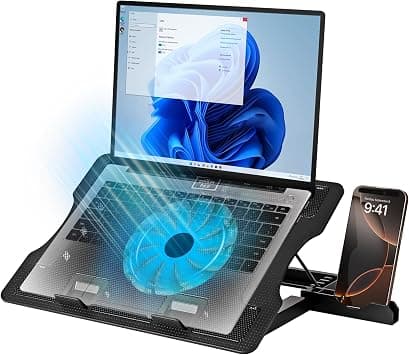WEETOTUNG Laptop Cooling Pad Stand for Gaming - Quiet Fan Height Adjustable Stand with USB Interfaces Charging and Cooler Power Charging Port - Turbofan for Gaming Notebook and Office Laptops on Amazon.ae - Price Tracker