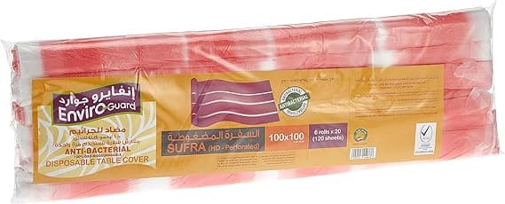 Enviro Guard Anti Bacterial, Hdpe Sufra Roll, Disposable Table Cover, 6 Rolls X 20 Sheets, 120 Sheets, 100 cm Length X 100 cm Width on Amazon.ae - Price Tracker