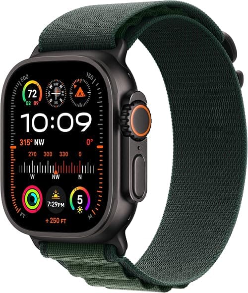 Apple Watch Ultra 2 GPS + Cellular 49mm Smartwatch, Sports Watch with Black Rugged Titanium Case and Dark Green Alpine Loop - L. Fitness Tracker, Precision GPS, Extra-Long Battery Life, Carbon Neutral on Amazon - Best Deal Finder
