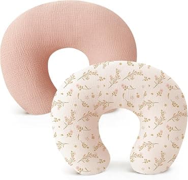 2-Pack Muslin Nursing Pillow Covers, KASTWAVE Soft & Adorable Nursing Covers for Breastfeeding Pillows, Slipcovers for Newborn Boys & Girls, Washable & Breathable (Pink, Floral) on Amazon.ae - Price Tracker