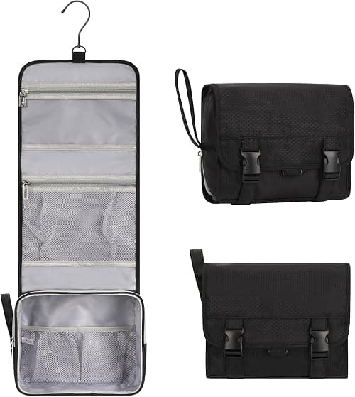 Toiletry Bag, Relavel Travel Hanging Toiletry Bag for Men and Women, Leather Water-Resistant Makeup Cosmetic Bag Travel Organizer for Toiletries, Shampoo, Full Sized Container Travel Bag on Amazon - Best Deal Finder