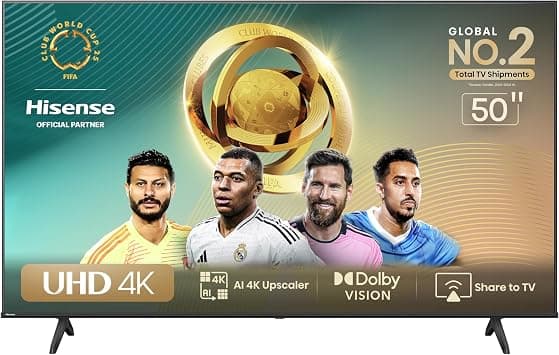Hisense 50 Inch Smart TV 4K UHD LCD Dolby Vision,60 Hz, VIDAA U5 OS, WiFi, Voice Command - Amazon.sa Price Tracker