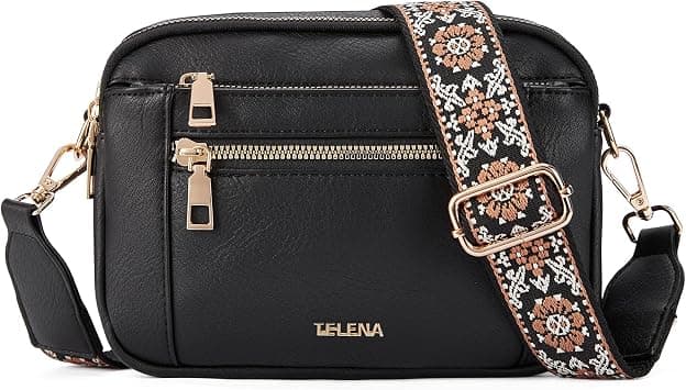 Telena Small Crossbody Bags For Women Vegan Leather Crossbody Purse With Adjustable Wide Strap For Daily Life, Black, Small, Casual - Amazon.sa Price Tracker