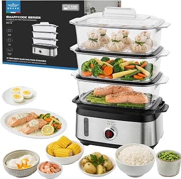 BRAVE Smartcook 3-Tier Electric Food Steamer and Egg Cooker | 950W Rapid Steam Generator | 9L Large Capacity Stackable Baskets for Veggies, Meat, Baby Food & Bottle Sterilizer - Auto Shut-Off (BSC-01) on Amazon.ae - Price Tracker