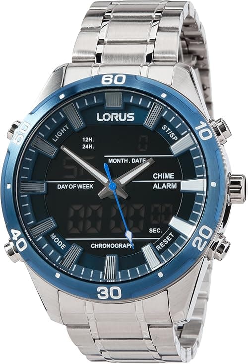 Lorus Mens Analogue-Digital Quartz Watch RW647AX9, Blue, Bracelet على Amazon.ae - متتبع الأسعار