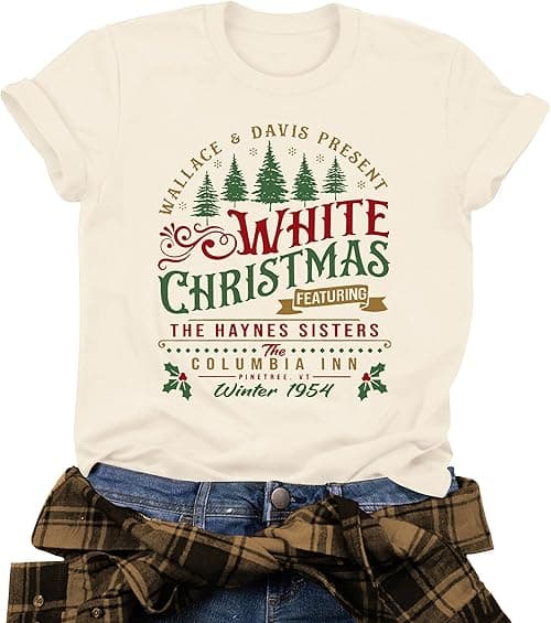 Christmas Shirts for Women Funny Merry Xmas Holiday Short Sleeve Tee Tops on Amazon.ae - Price Tracker