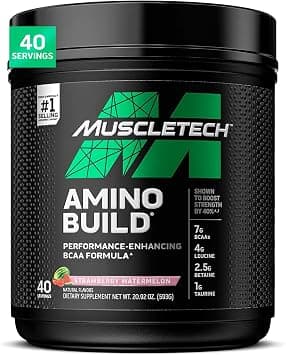 MuscleTech BCAA Amino Acids + Electrolyte Powder | Amino Build | 7g of BCAAs + Electrolytes | Support Muscle Recovery, Build Lean Muscle & Boost Endurance | Strawberry Watermelon (40 Servings) on Amazon.sa - Price Tracker