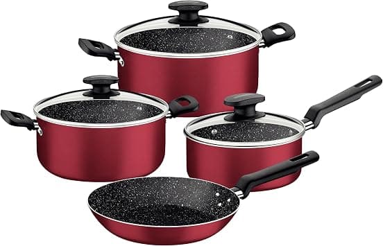 Tramontina 7 Pieces Red Aluminum Cookware Set with Interior and Exterior Starflon Max Nonstick Coating on Amazon.ae - Price Tracker
