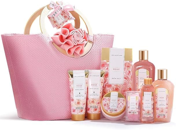 Gifts for Women SPA LUXETIQUE Gift Set Rose Spa Gift Baskets, Birthday Gifts for Women Premium 10pc Gift Baskets, Skin Care Gift Set with Spa Tote Bag, Shower Gel and Best Holiday for Mom on Amazon.ae - Price Tracker