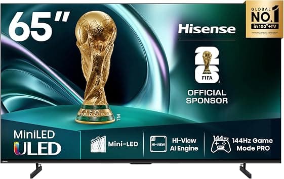 Hisense 65-Inch U7Q Series Mini-LED ULED 4K UHD Smart TV - QLED, Native 144Hz, 1000-Nit, Dolby Vision IQ, Full Array Local Dimming, Game Mode Pro, Alexa Compatibility (65U7Q, 2025 Model) - متتبع أسعار Amazon.sa